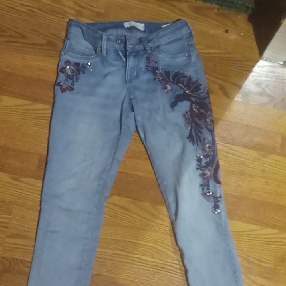 JESSICA SIMPSON KISS ME SUPER SKINNY Women's Embroidered Jeans - Blue